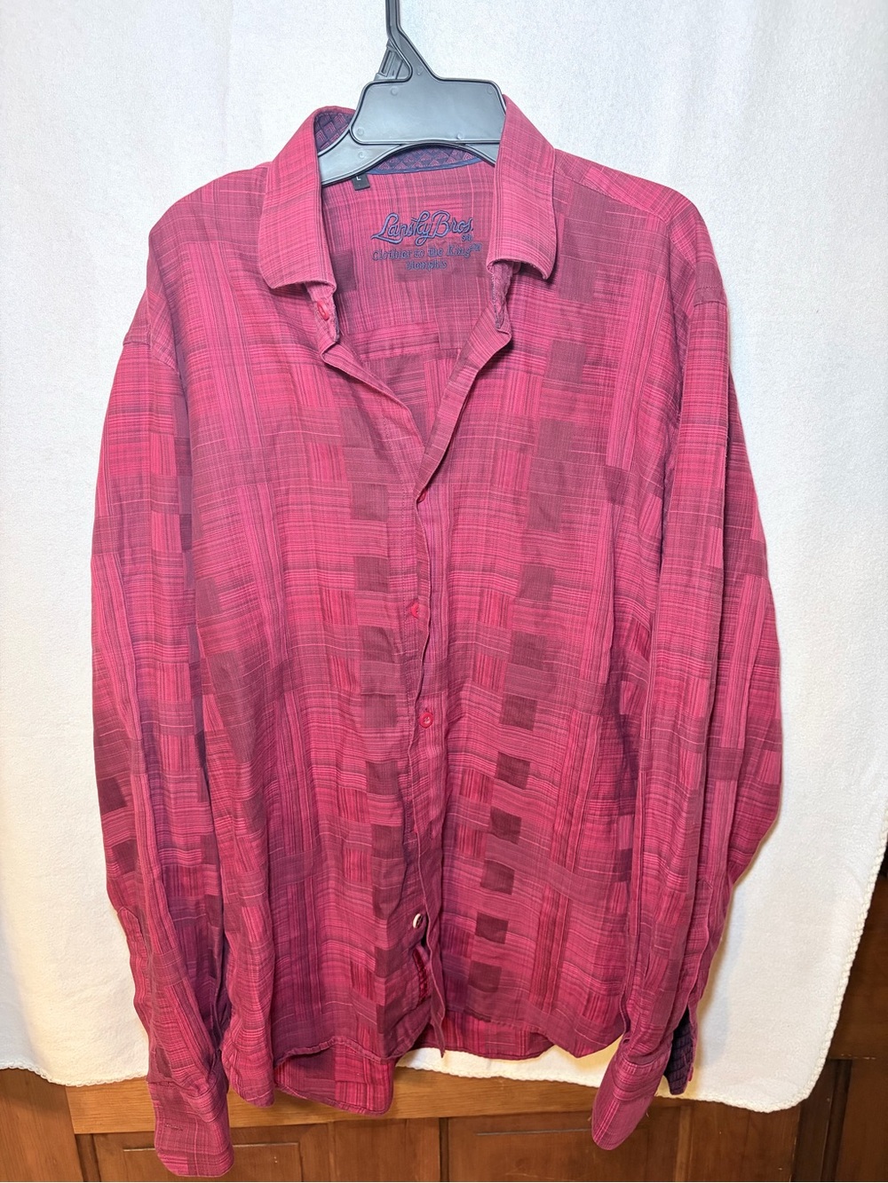 Lansky Bros Men's Red Plaid Lightweight Shirt